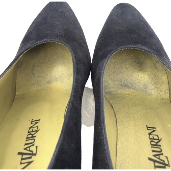 Yves Saint Laurent YSL Blue Suede Pumps Shoes Block Heel MISMATCHED 7M & 7N Vtg - Picture 11 of 15